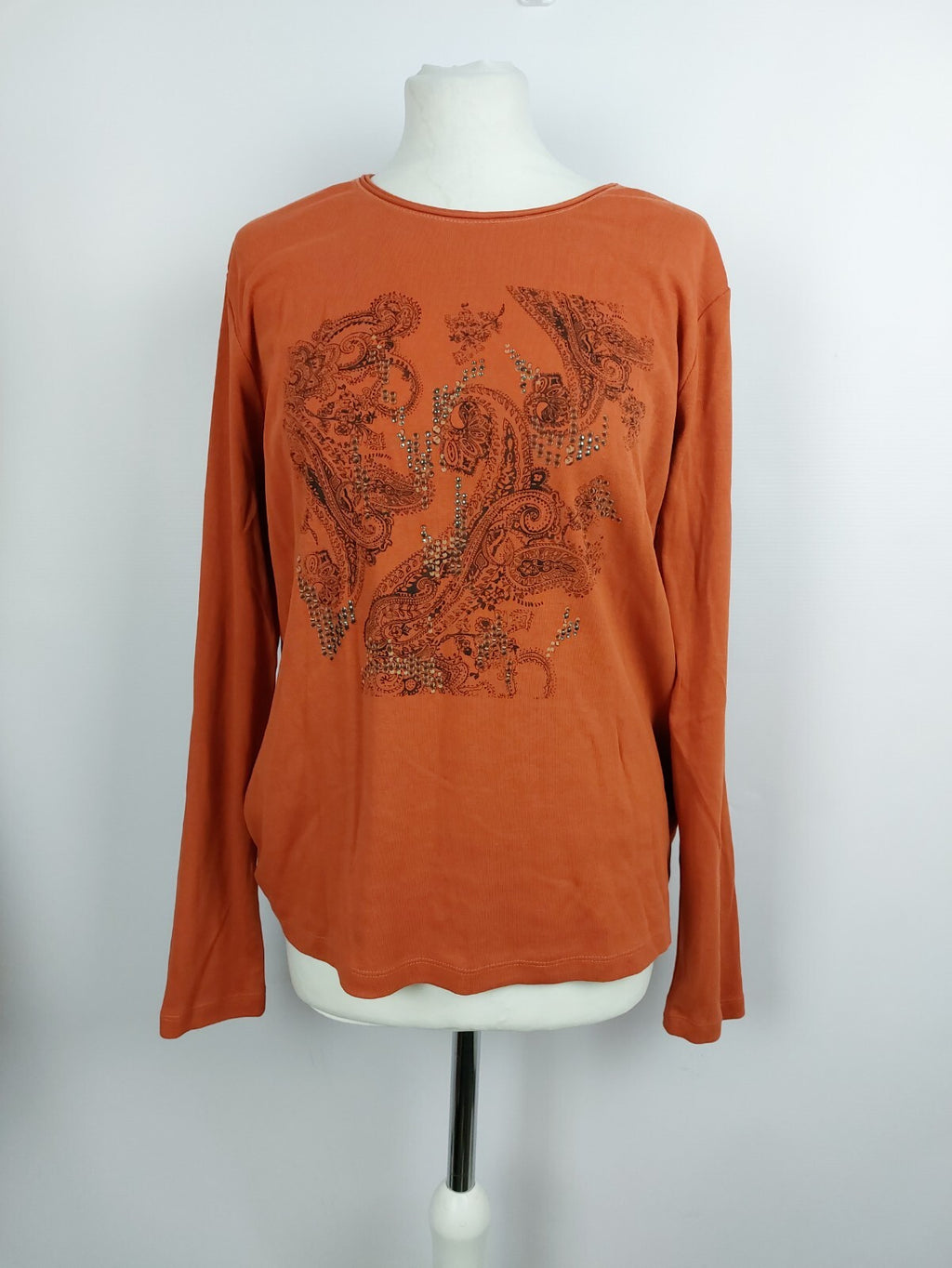 EK136 Orangenes Langarmshirt von Olsen, Gr. L0