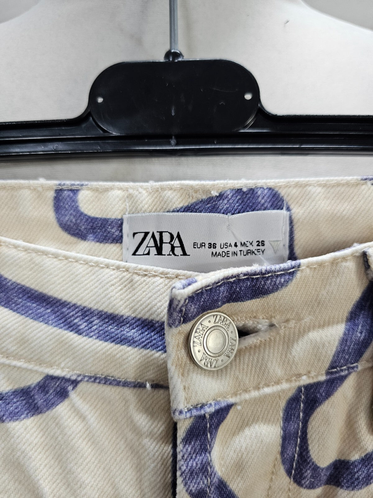 EK6197 Damen Hose von Zara, beige/blau, Gr. 363