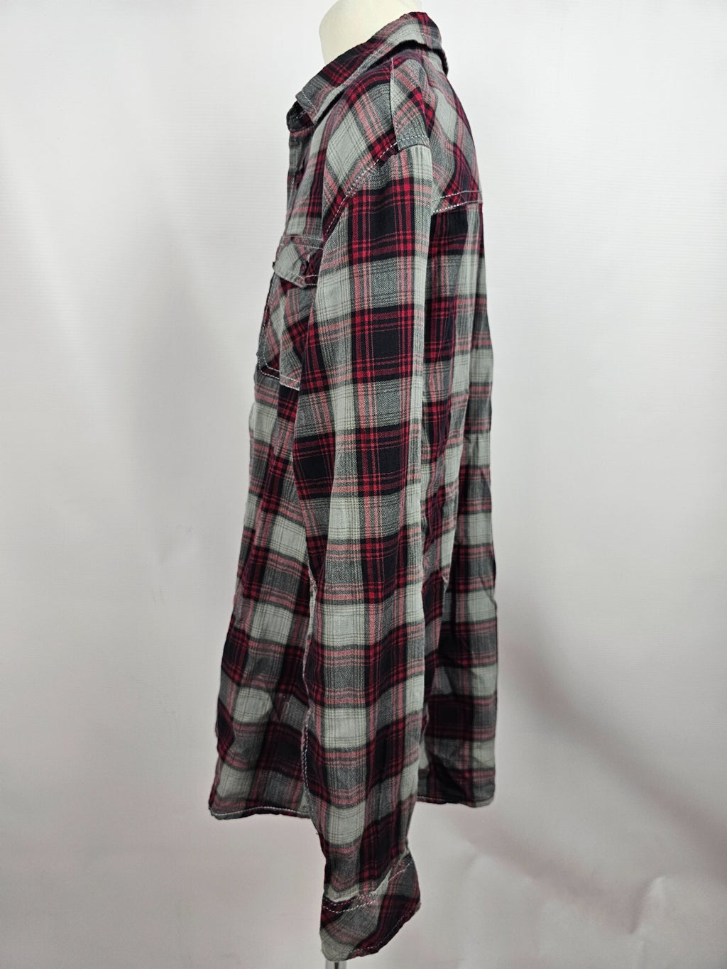 EK5608 Mädchen Bluse von C&A, grau/rot, kariert, Gr. 170/1763