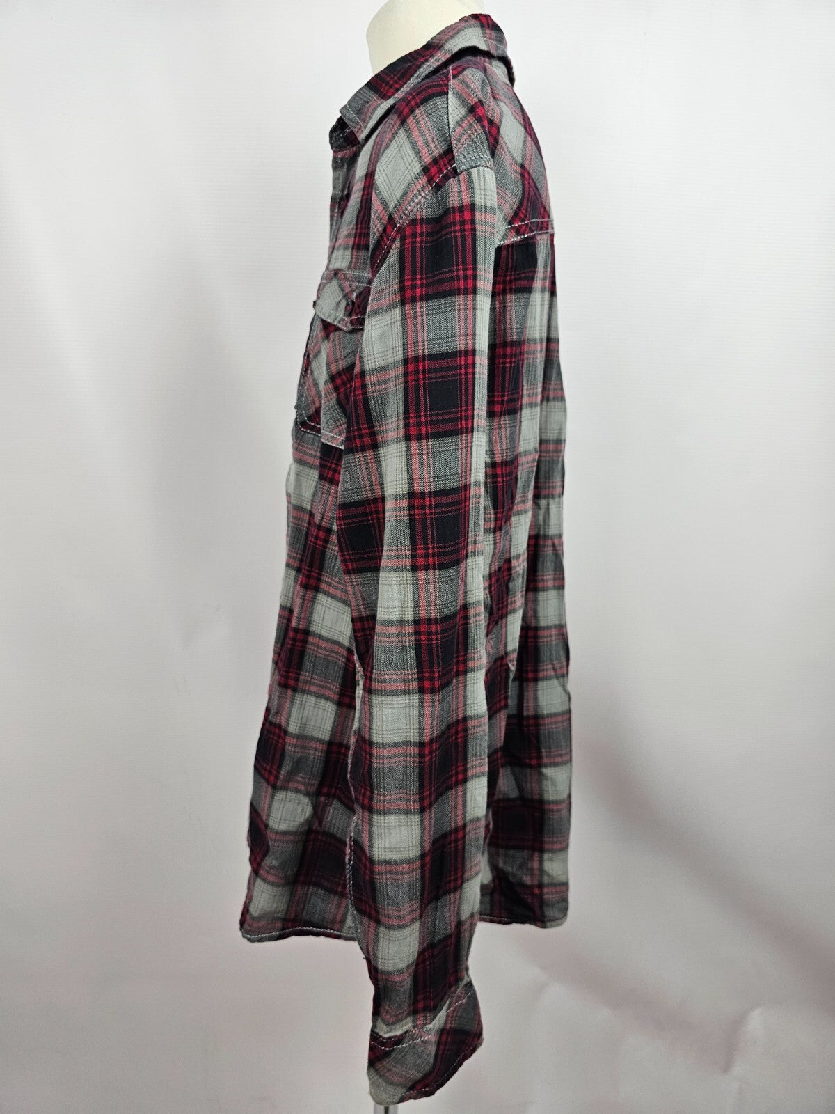 EK5608 Mädchen Bluse von C&A, grau/rot, kariert, Gr. 170/1763