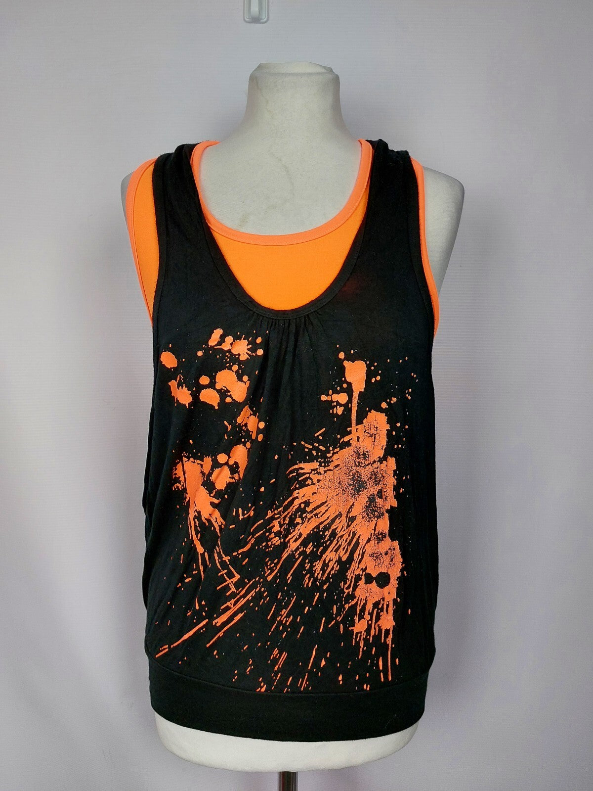EK4447 Damen Top von Style One, schwarz/orange, Gr. S0