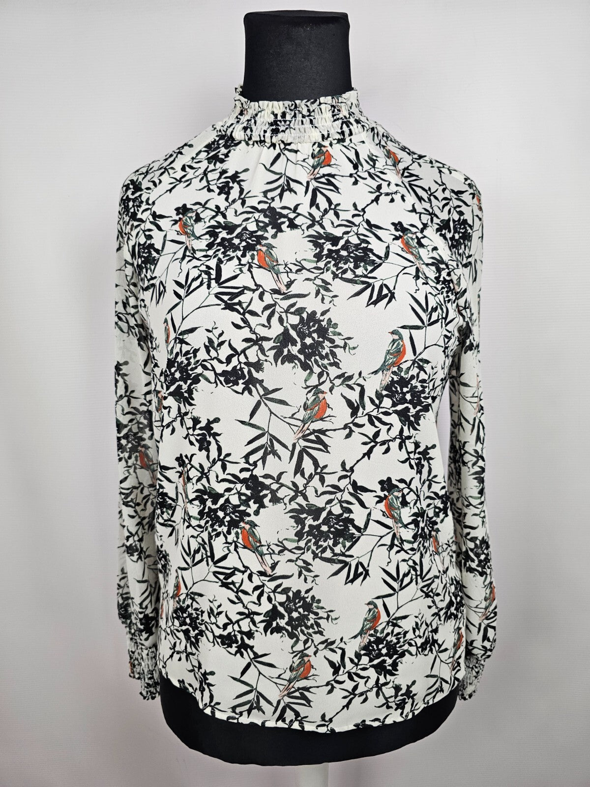 EK5430 Damen Bluse von Yessica C&A, weiß mit grün-rotem Muster, Gr.380