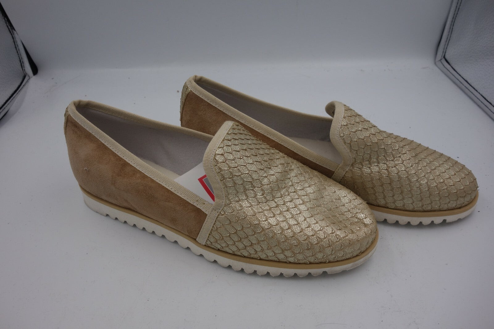 ES0339 Damen Halbschuhe, Gold-Braun, 403