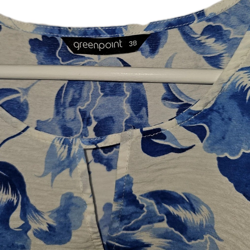 EK9121 Damen Bluse von Greenpoint, blau-weiß, Gr.381