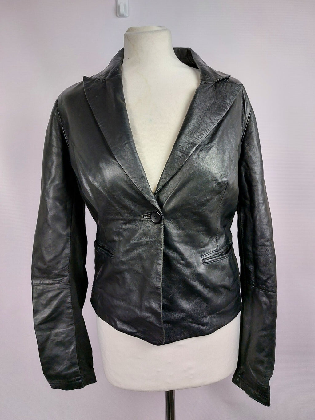 EK1491 Damen Blazer von Oui, schwarz, Gr.40 Echt Leder0