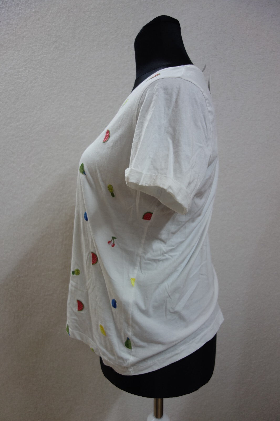 EK2164 Damen T-Shirt von Mona, Weiß mit Früchtemuster, Gr: 441