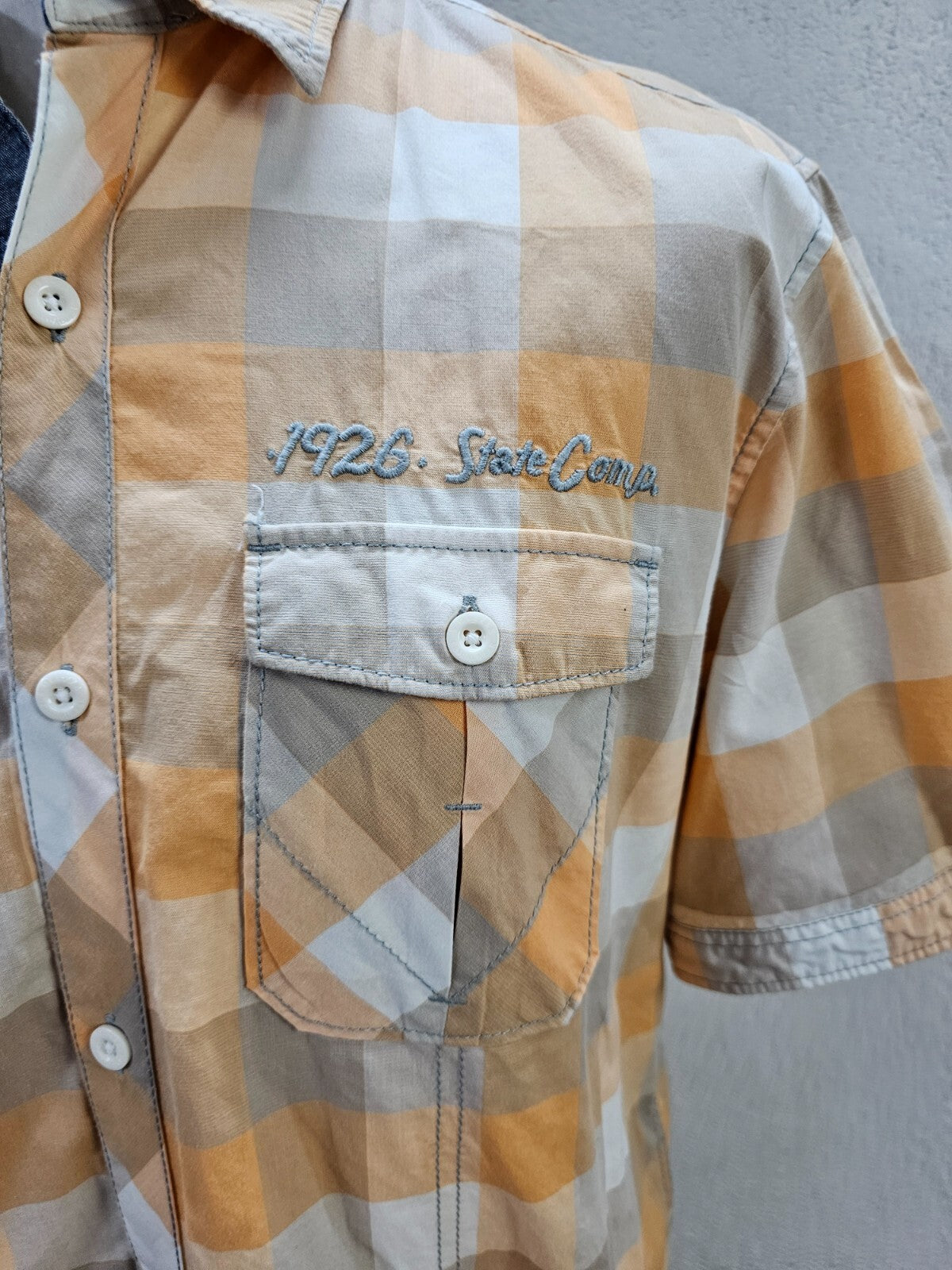 EK5799 Herren Hemd von s.Oliver, orange/beige kariert, gr. L3