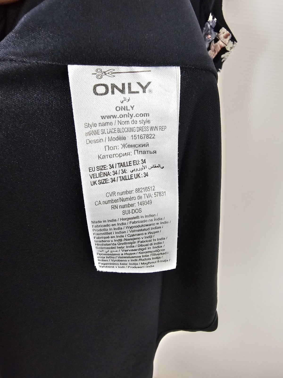 EK937 Damen Kleid von Only, Schwarz, Gr. 345