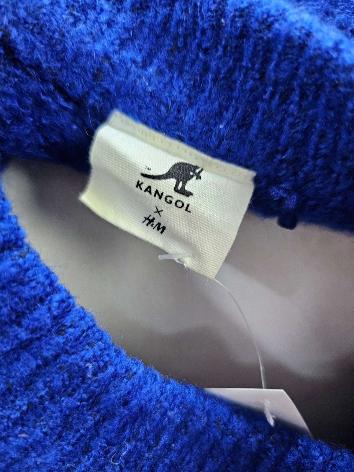 EK1725 Damen Pullover von H&M x Kangol, blau-grün-schwarz-weiß, Gr.L5
