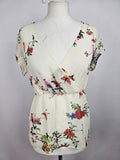 EK5475 Damen Bluse von Zara Trafaluc, beige mit Blumen, Gr. XS0