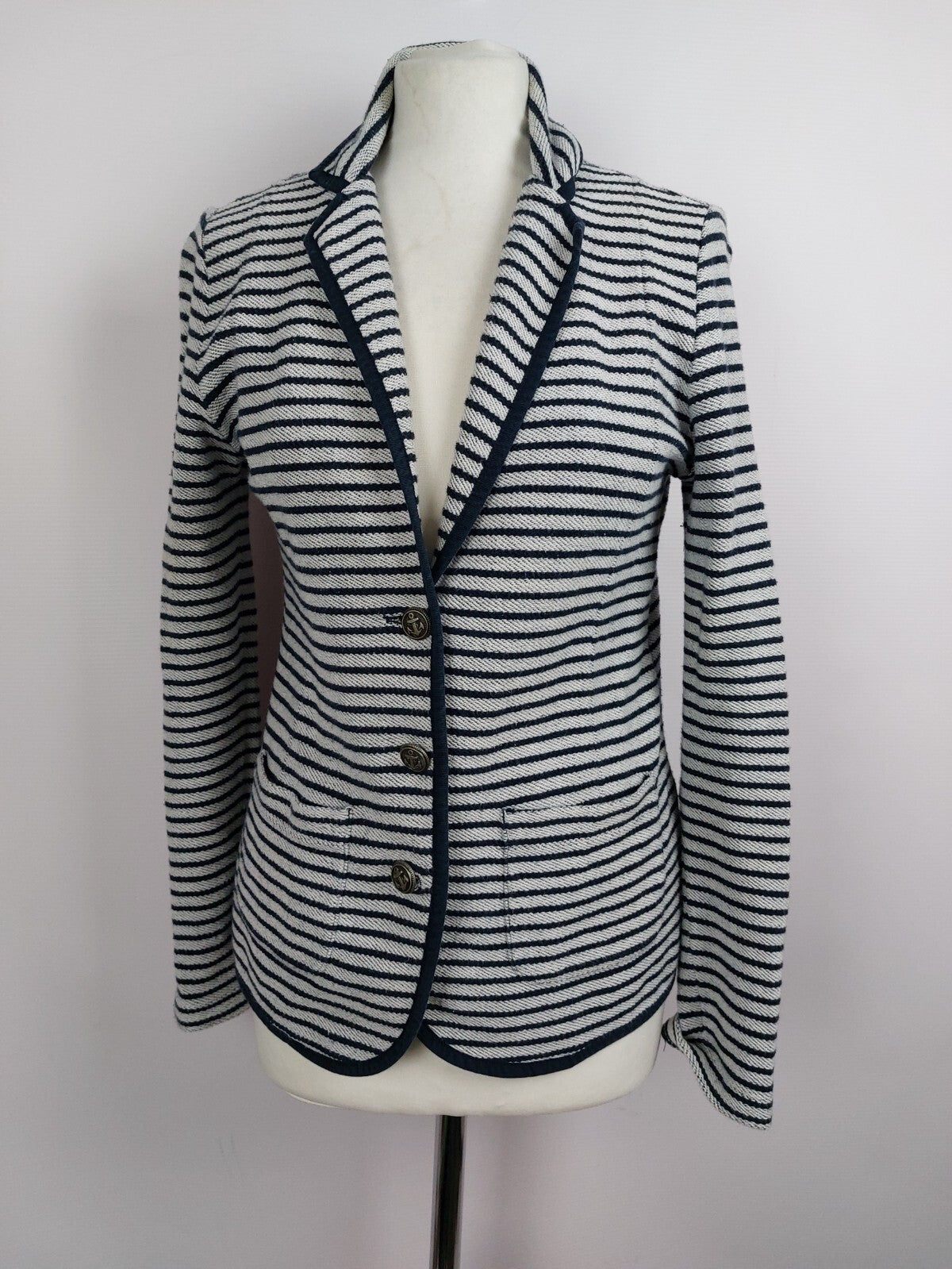 EK4494 Damen Blazer von Lands`end, blau-weiß, Gr.S0