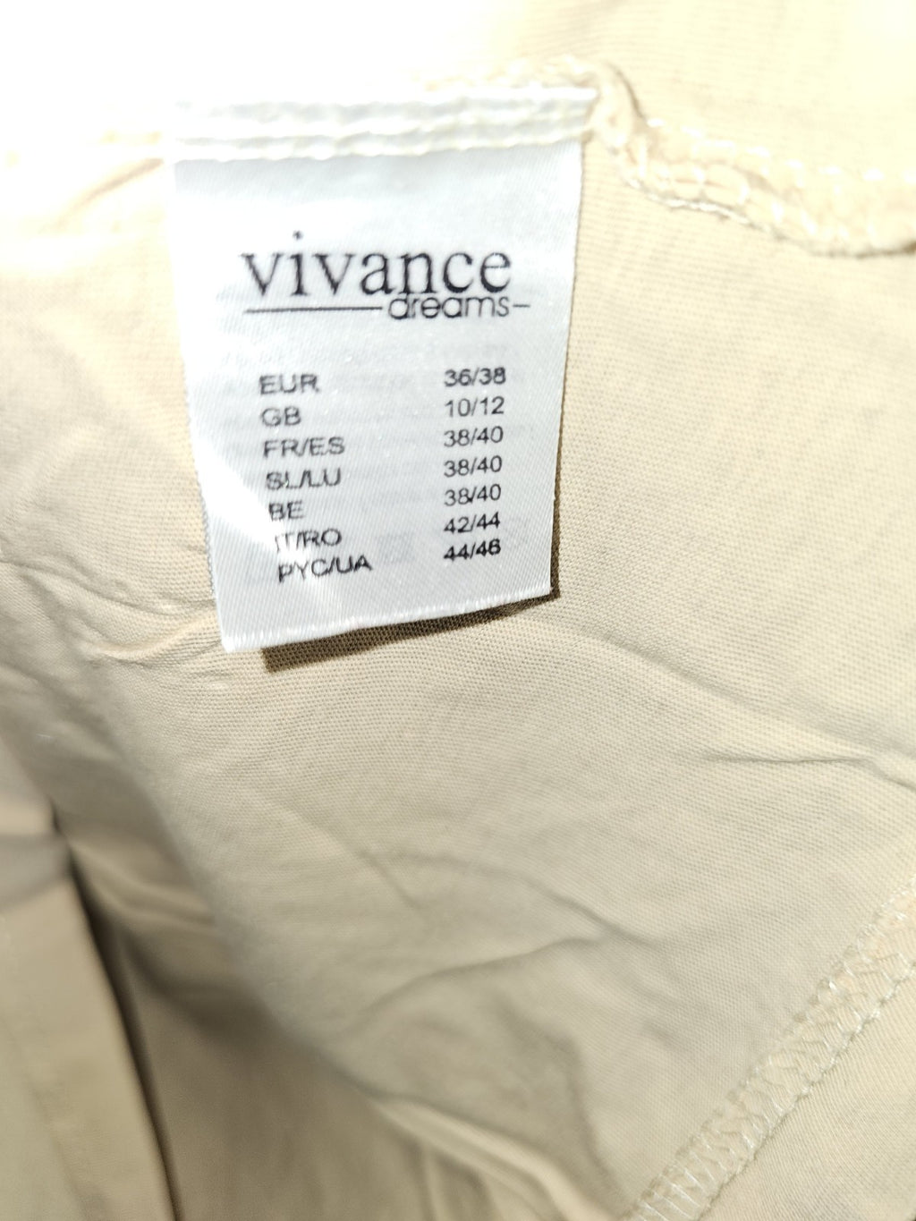 EK9039 Damen Schlafanzug von Vivance Dreams, Beige, Gr. 36/384