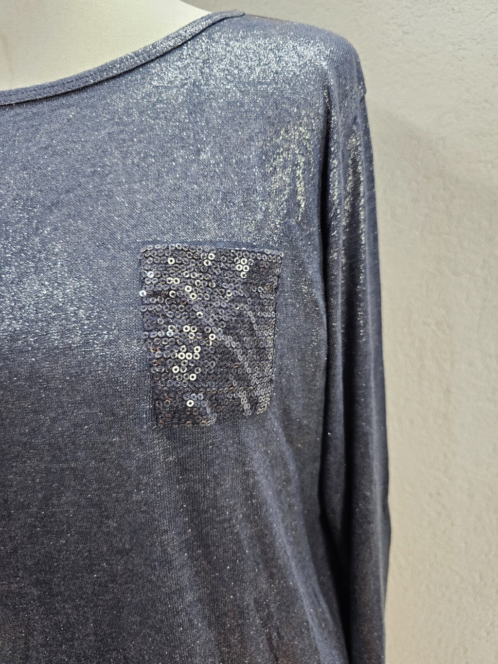 EK5821 Damen Langarmshirt von Crist´l, blau/silber, Gr. 401