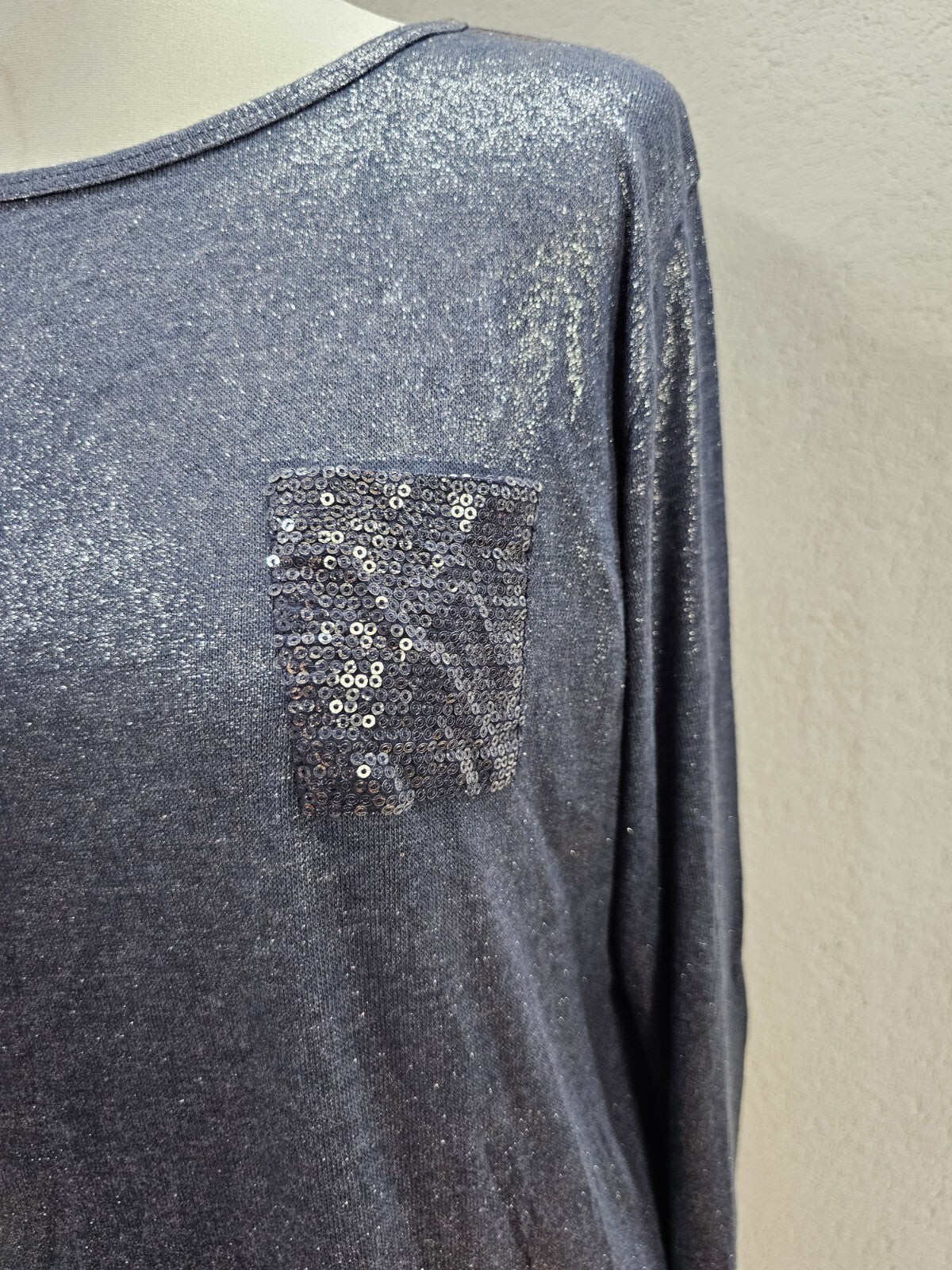 EK5821 Damen Langarmshirt von Crist´l, blau/silber, Gr. 401