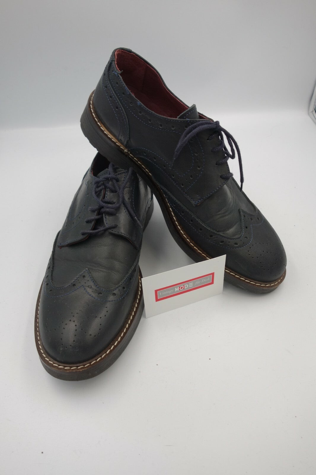 Herren Echt Lederschuh Horner Made in Italy blau Gr 41 es 3811