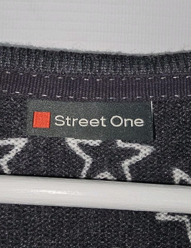 EK8772 Damen Pullover von Street One, Grau mit weißen Sternen, Gr. 402