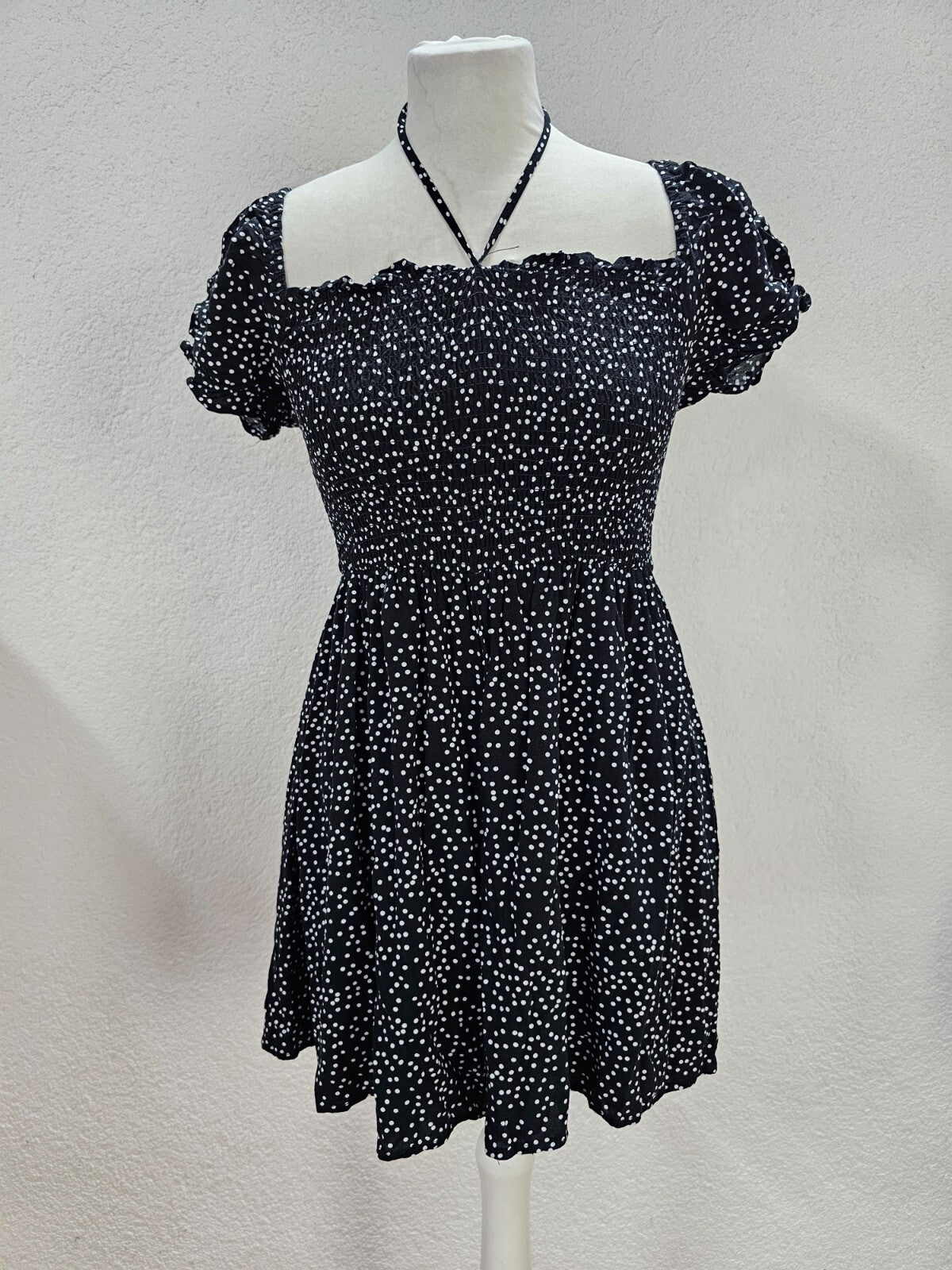EK6198 Damen Jumpsuit von FB Sister, schwarz, weiß gepunktet, gr. S0