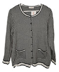 EK9392 Damen Strickjacke von Helena Vera, Schwarz/Weiß, Gr. 460