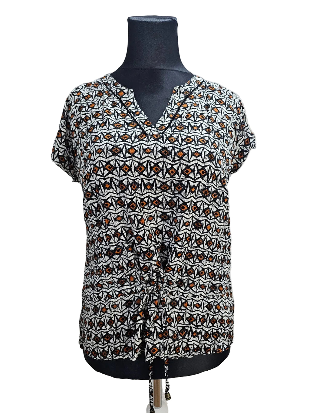 EK2859 Damen Bluse von Yessica, weiß-schwarz-braun, Gr.M0