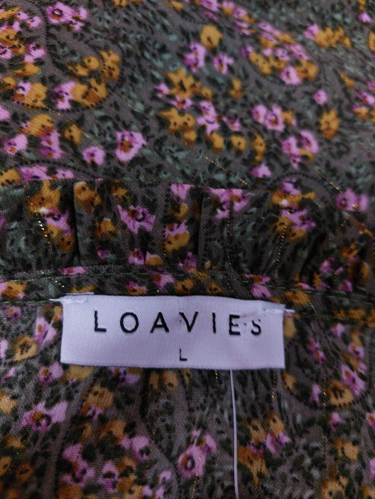 EK4910 Damen Kleid von Loavies, grün, rosa/gelb geblümt, Gr. L7