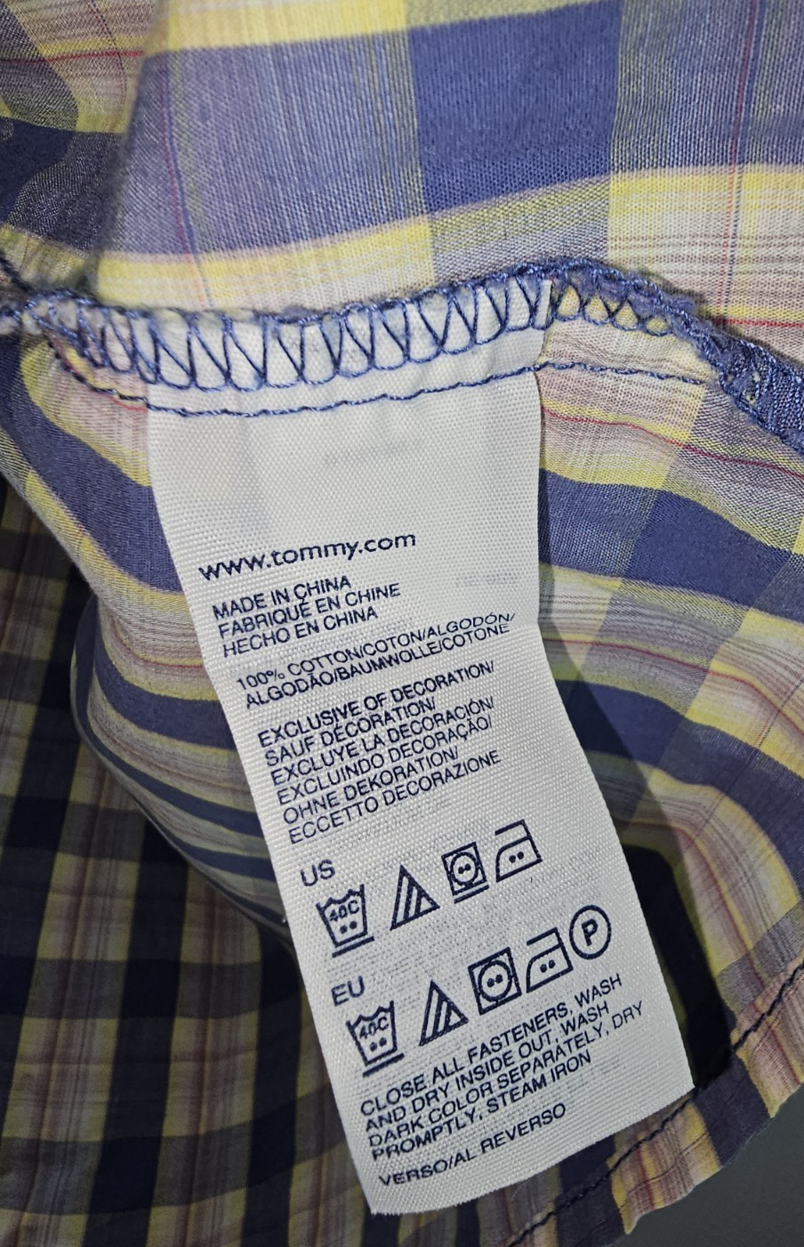 EK7918 Damen Bluse von Tommy Hilfiger Denim, Blau/Gelb, Gr. S3