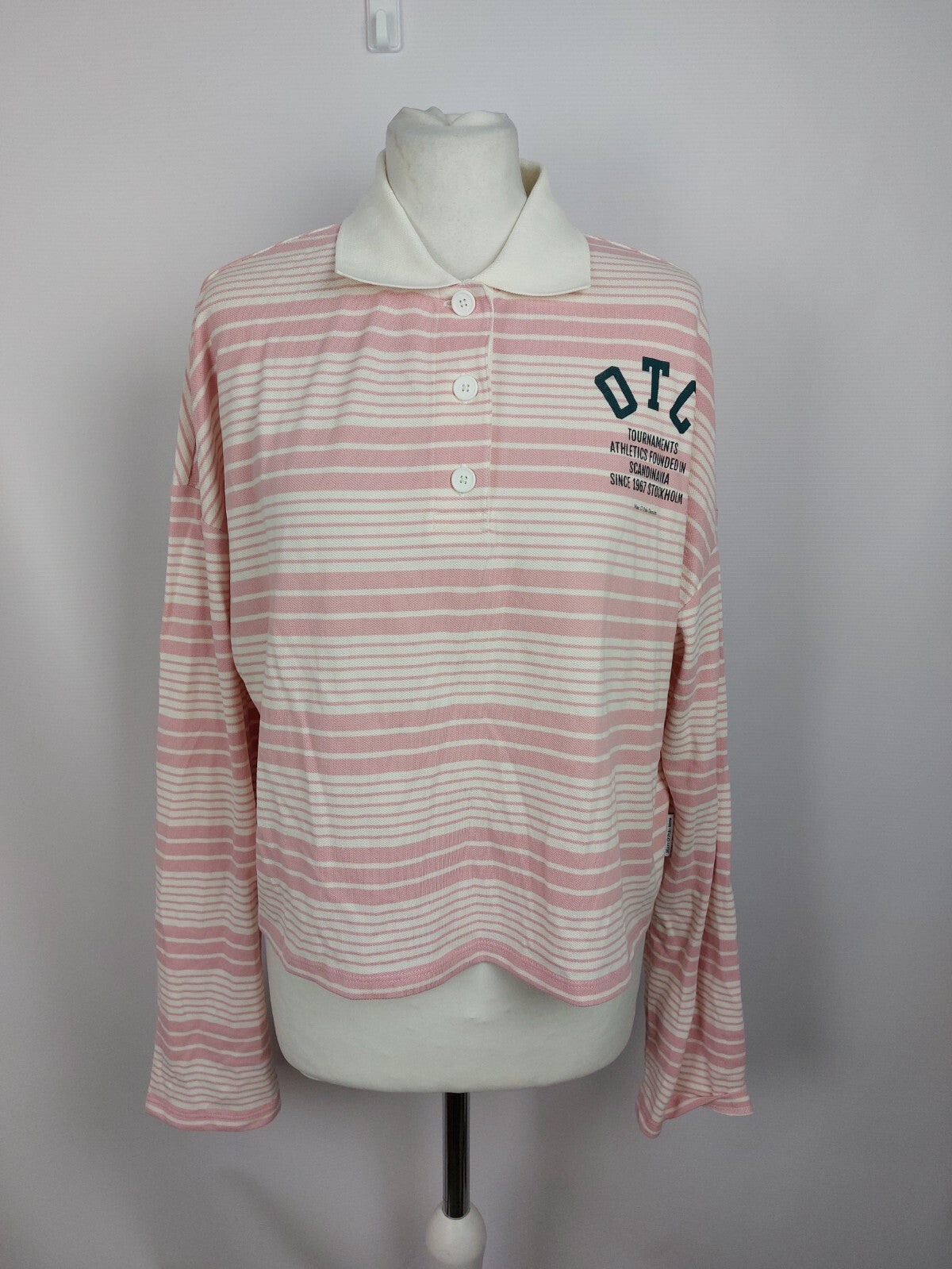 EK5033 Damen Polo, oversize, rosa/weiß gestreift von Marc O`Polo, Gr. M0