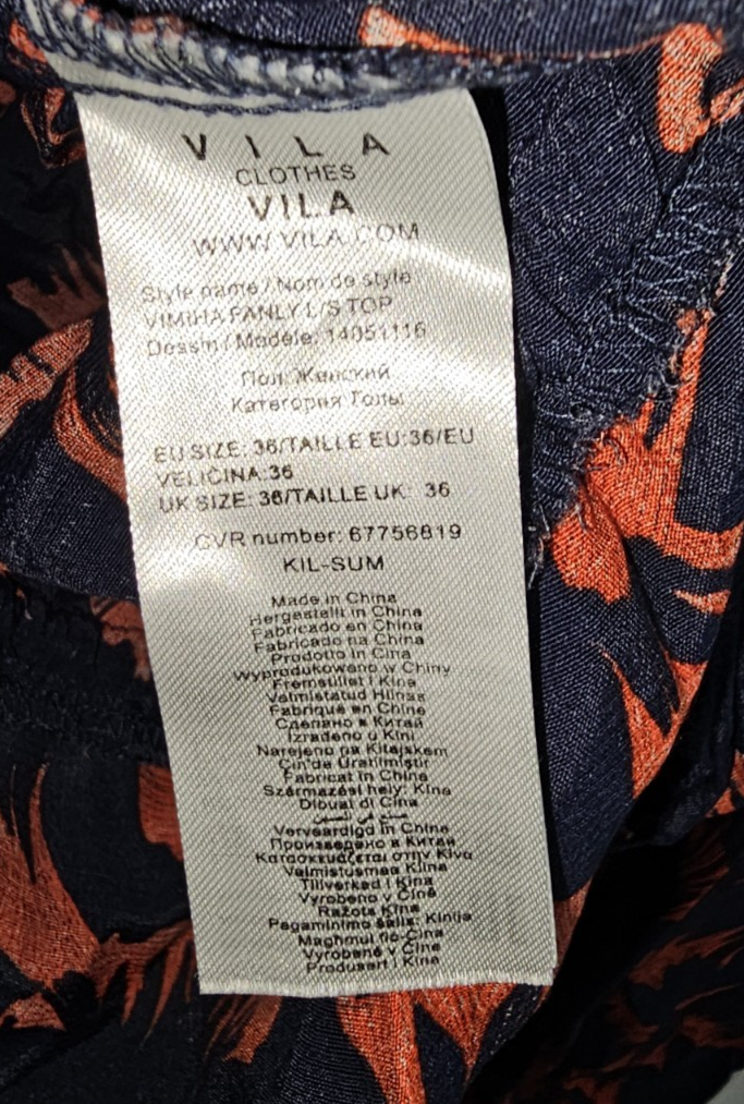 EK8193 Damen Bluse von Vila, Dunkelblau/Tot, Gr. 364