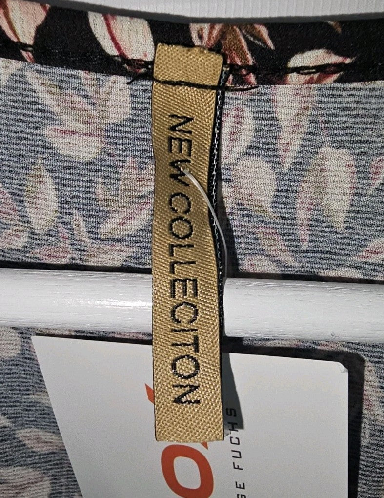 EK8770 Damen Kleid von New Colleciton,schwarz mit rosa Blättern,Gr.S2