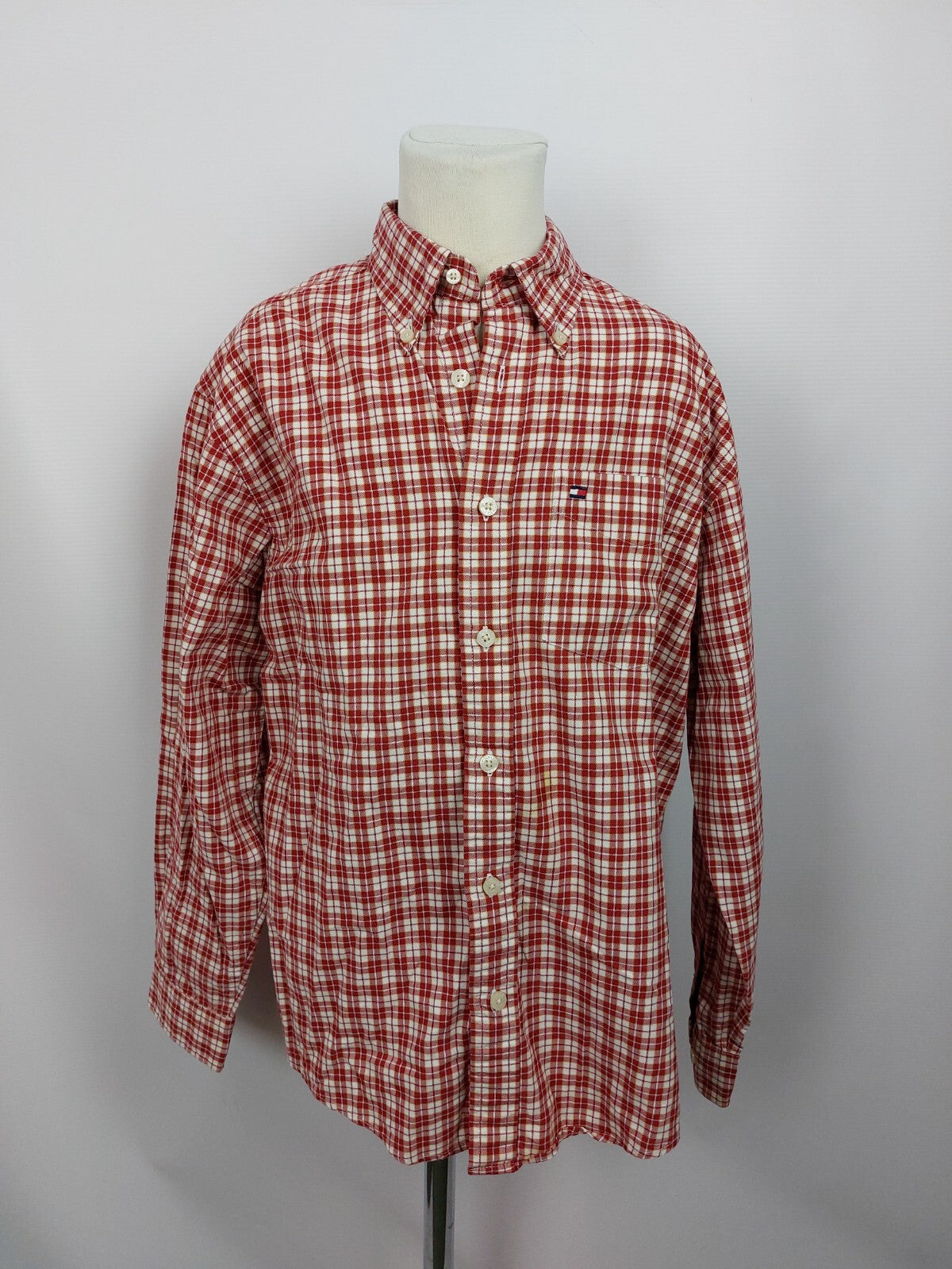 EK5029 Jungen Hemd von Tommy Hilfiger, rot/weiß kariert, Gr. 12/M0
