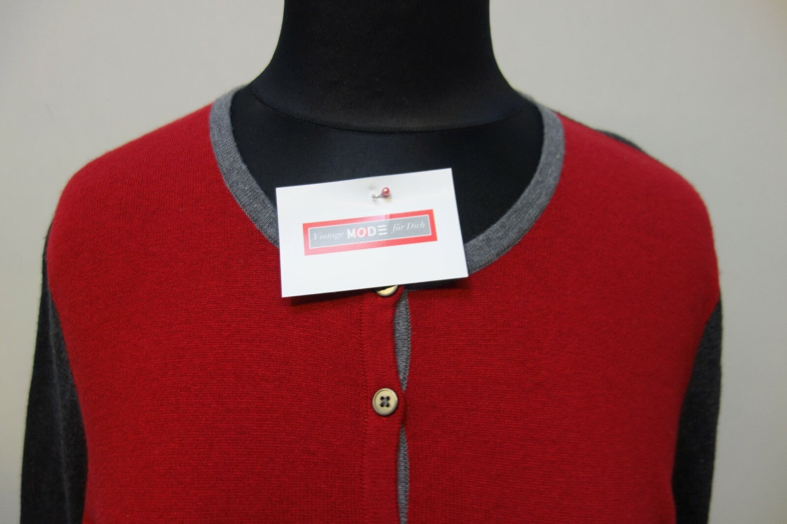 EK1330 Damen Strickjacke von Gerry Weber, grau/rot, Gr. L1