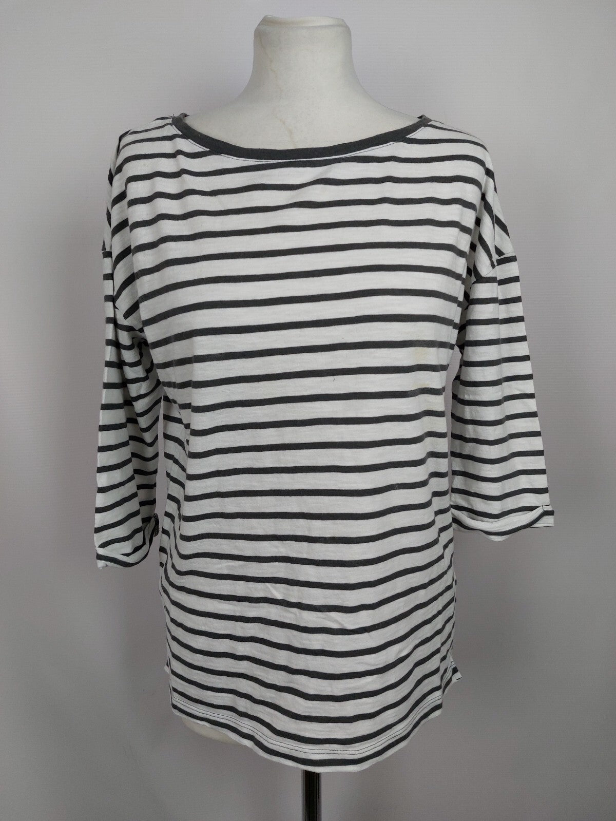 EK5014 Damen Shirt von Esprit, weiß/grau gestreift, Gr. M0