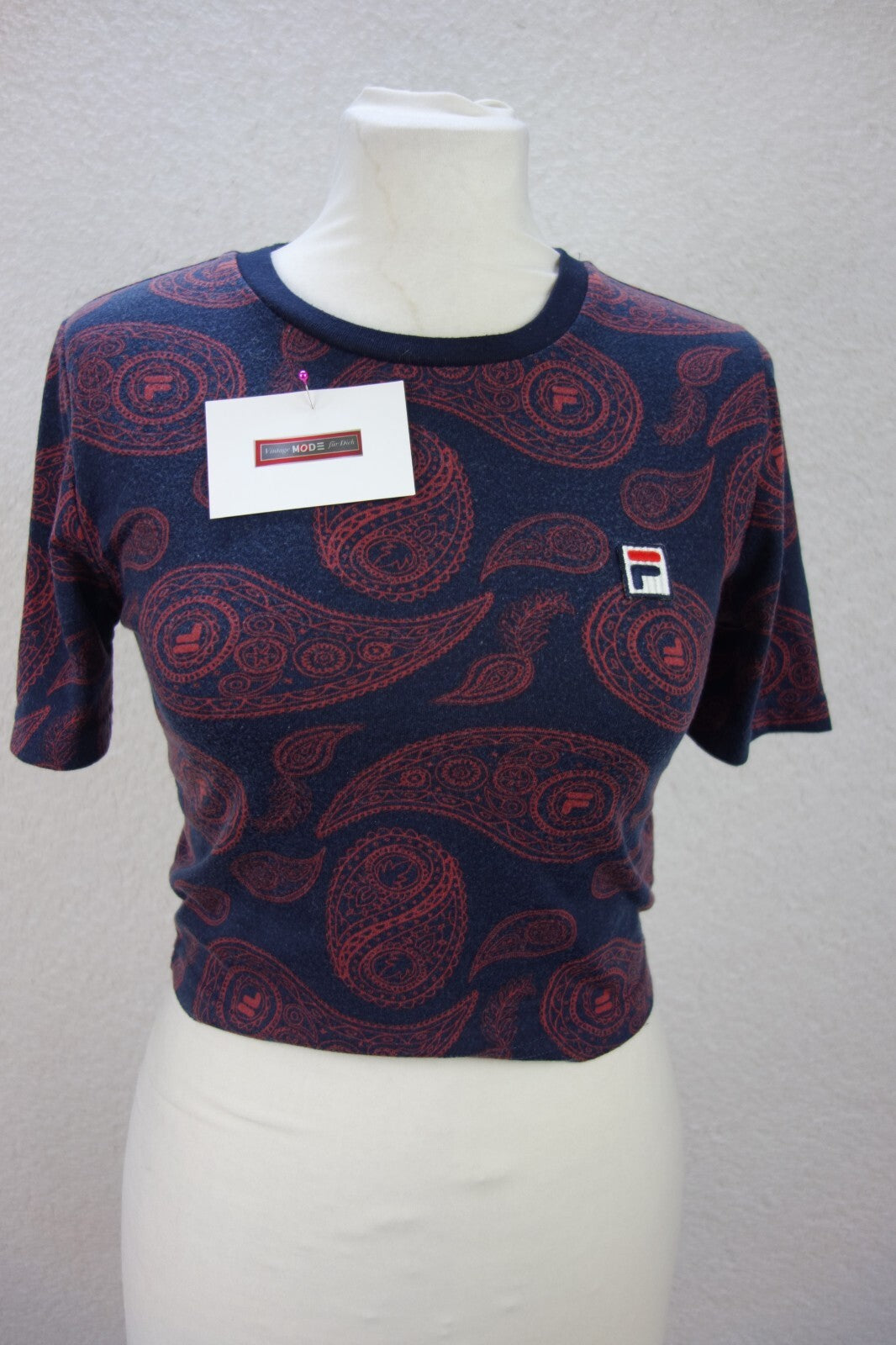 EK3888 Damen T-Shirt, crop, von Fila, blau/indianred, Gr. S0