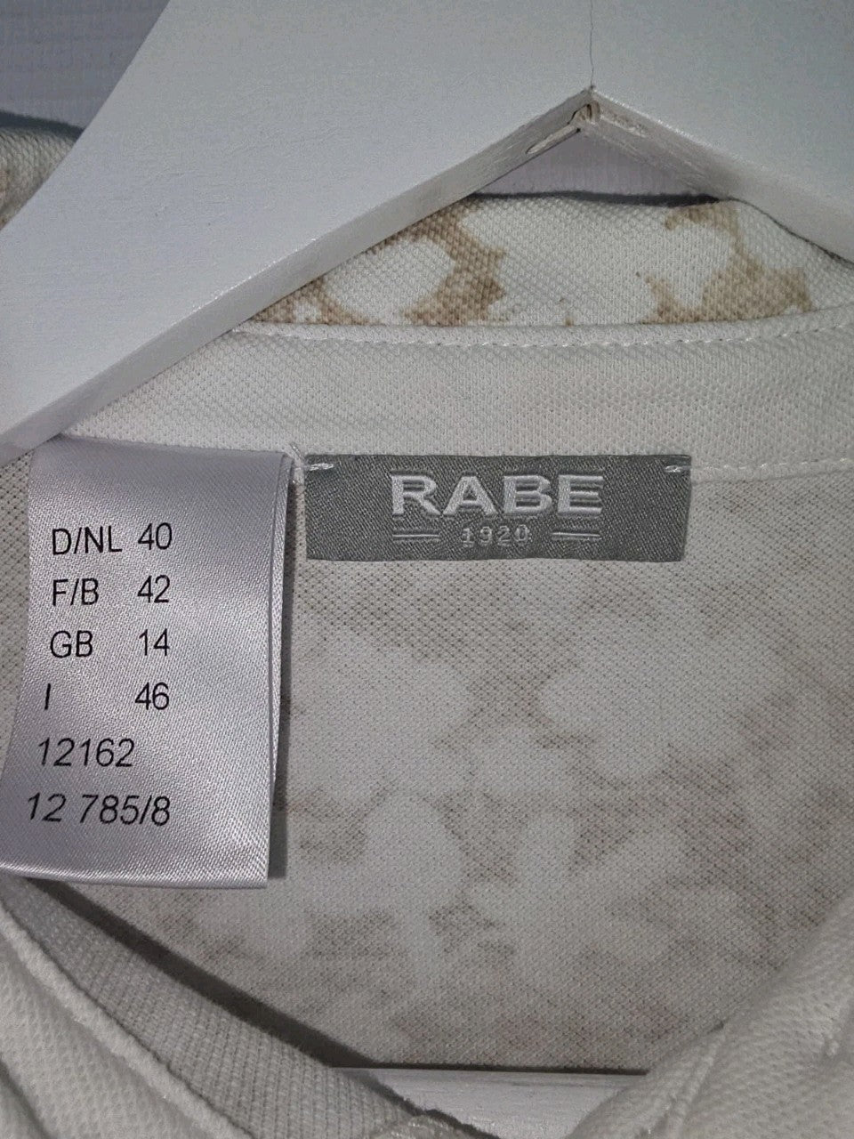 EK8769 Damen Polo Shirt von Rabe, weiß/beige mit Blumen Muster,Gr.402
