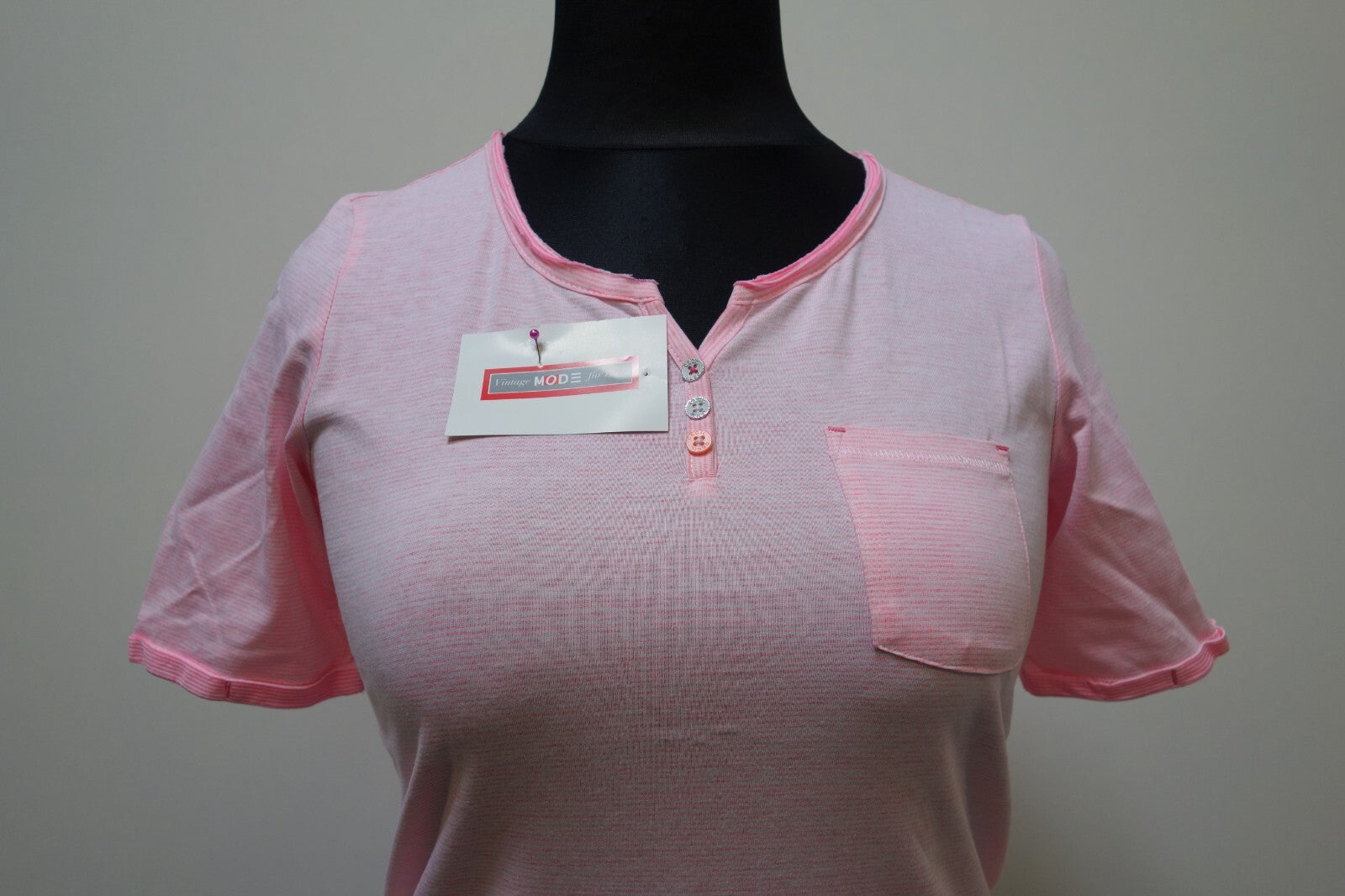 EK3374 Damen T-Shirt von Cecil, rosa/weiß gestreift, Gr. S2