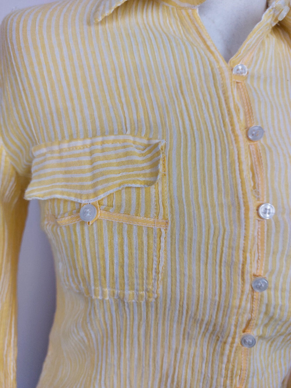 EK4048 Damen Bluse von Mango, gelb/weiß gestreift, Gr. S2
