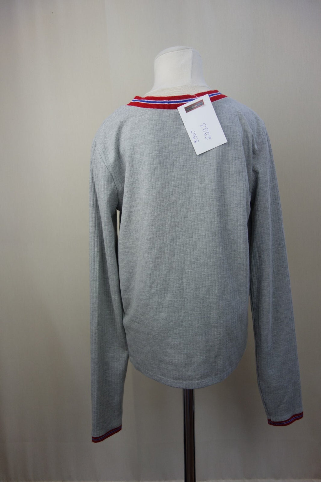 EK2993 Damen Shirt von FB Sister, grau mit rotem Rand, Gr.S2