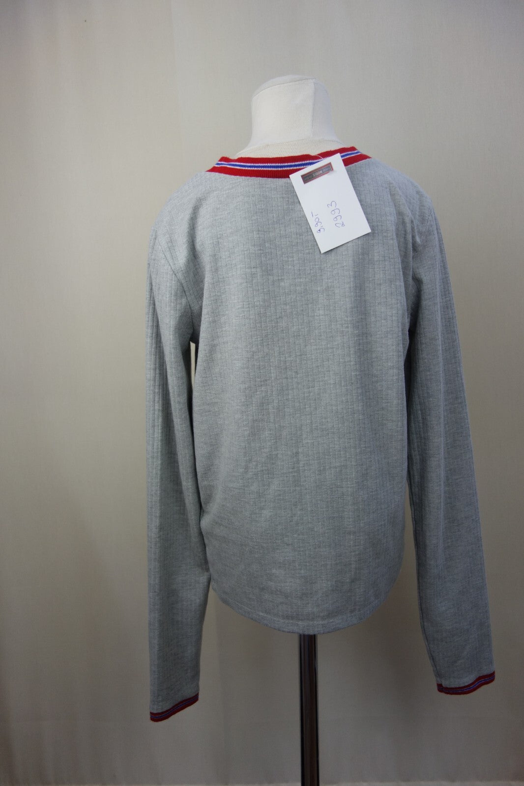 EK2993 Damen Shirt von FB Sister, grau mit rotem Rand, Gr.S2