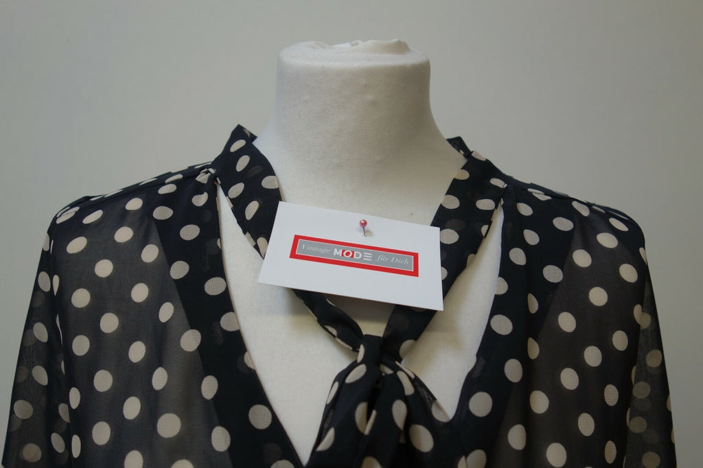 EK0424 tolle Damen Bluse von Atmospher GR 34 schwarz Weiss gepunktet1