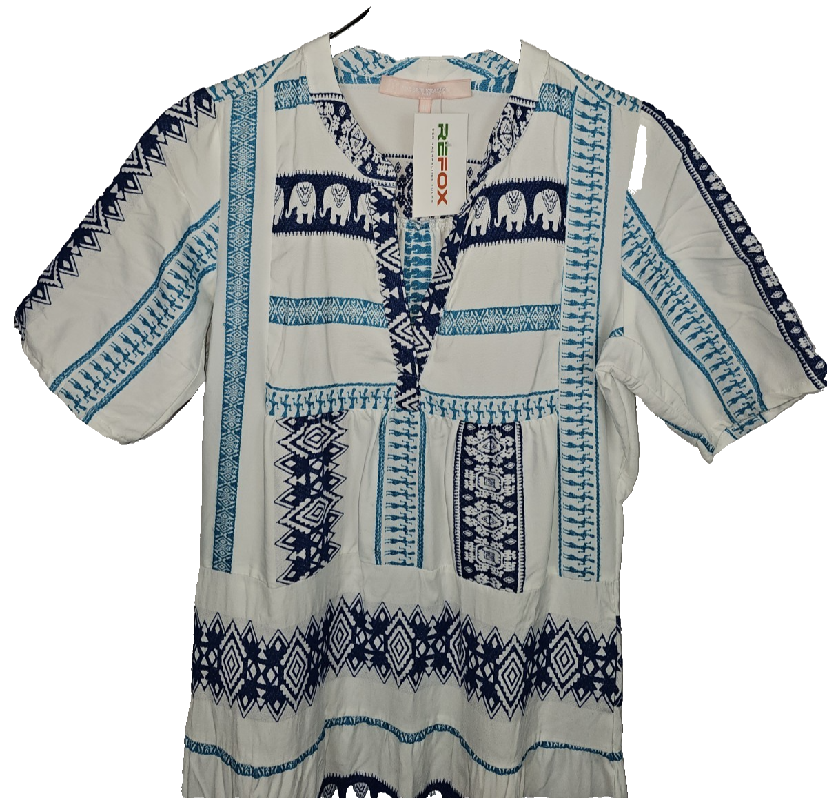 EK8037 Damen Kleid von Valerie Khalfon, Weiß/Blau, Gr.401
