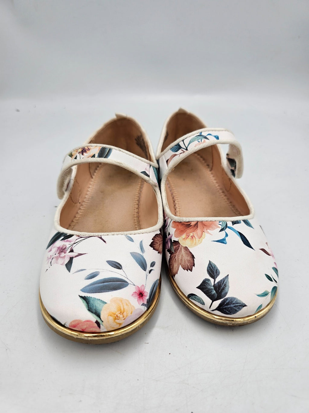 ES0090 Mädchen Ballerinas von H&M, weiß, Blumen, gr. 310