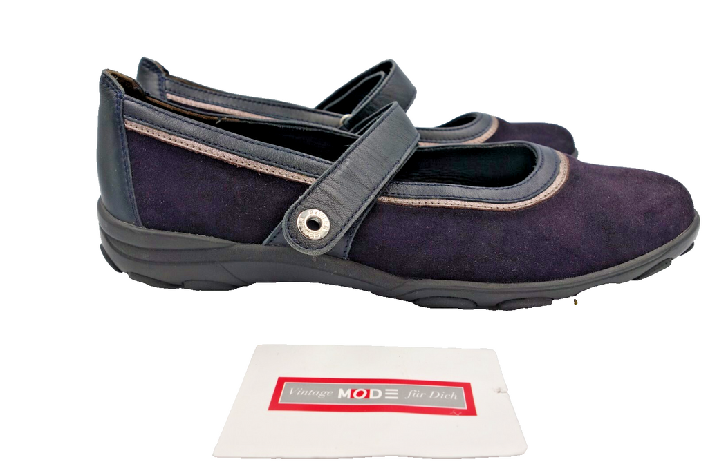 ES0001 Damen Ballerinas von Semler, 41, blau Echt Leder2