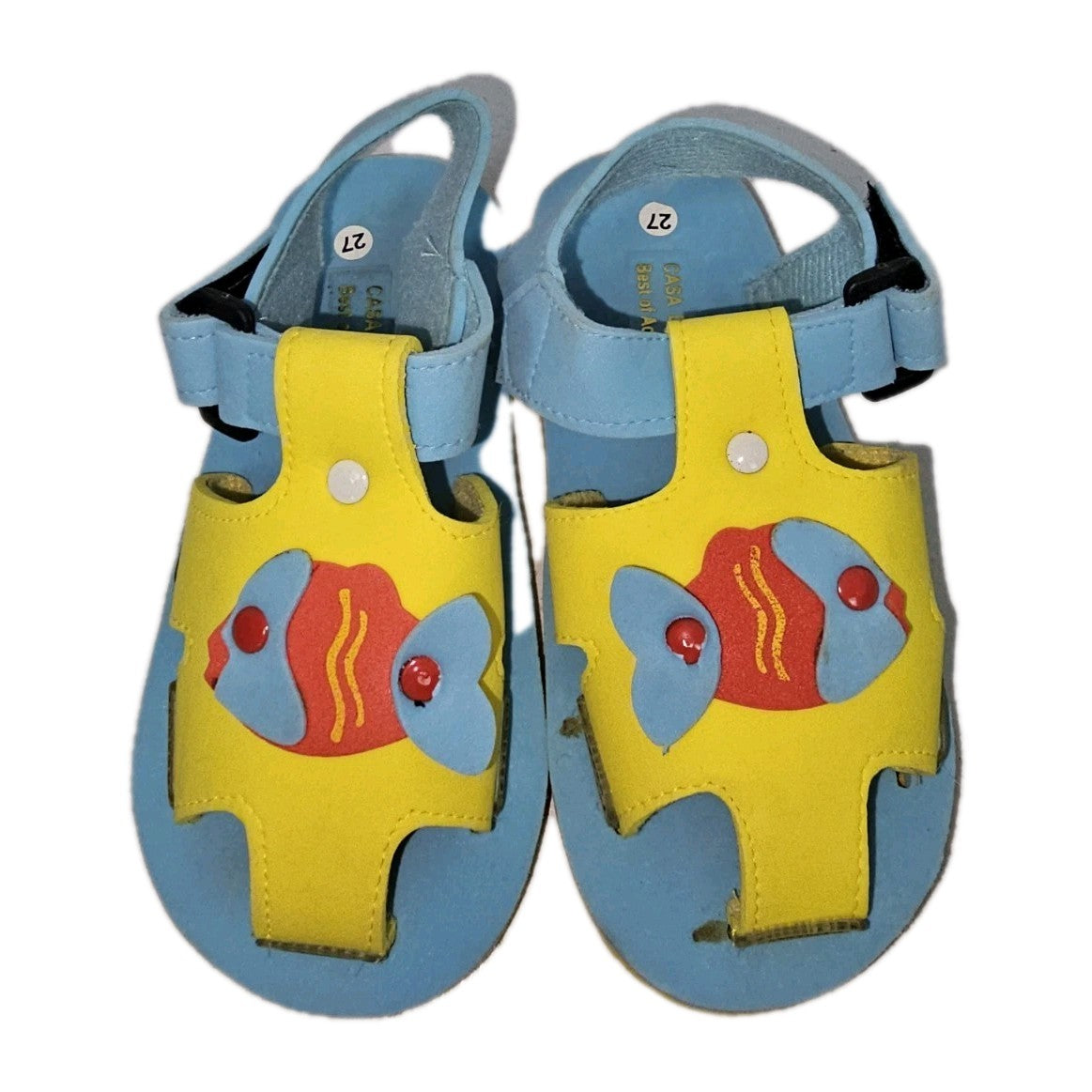 ES907 Unisex Kinder Badelatschen von Casa di Stella, gelb-blau, Gr.271