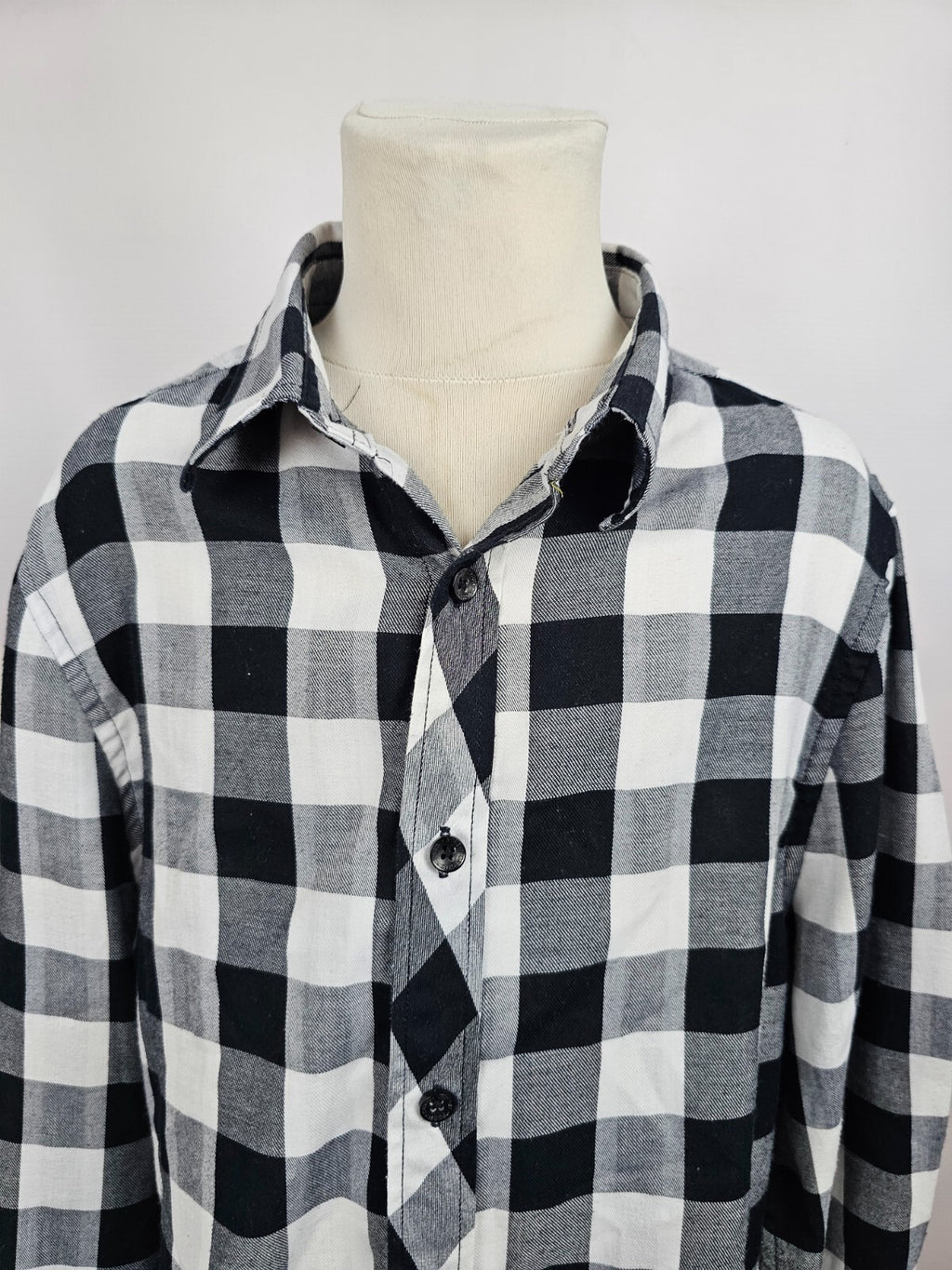 EK5607 Damen Bluse von FSBN, schwarz/weiß, kariert, Gr. XS1