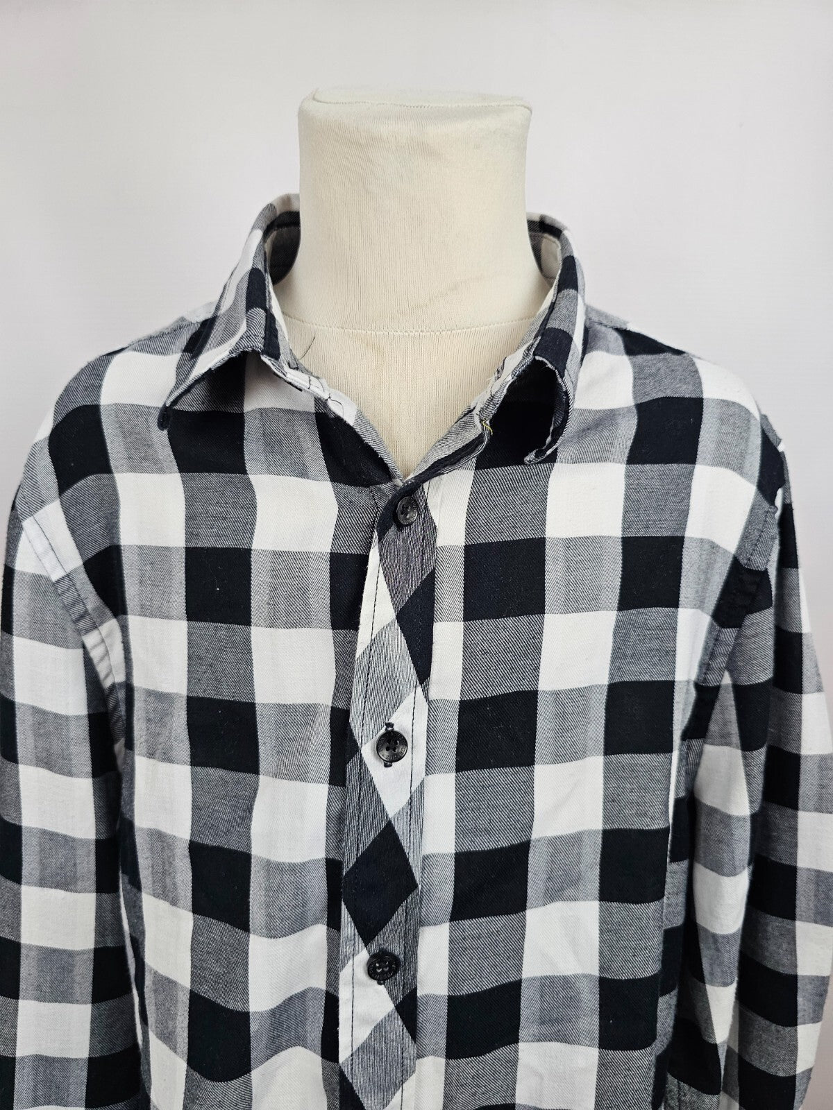 EK5607 Damen Bluse von FSBN, schwarz/weiß, kariert, Gr. XS1