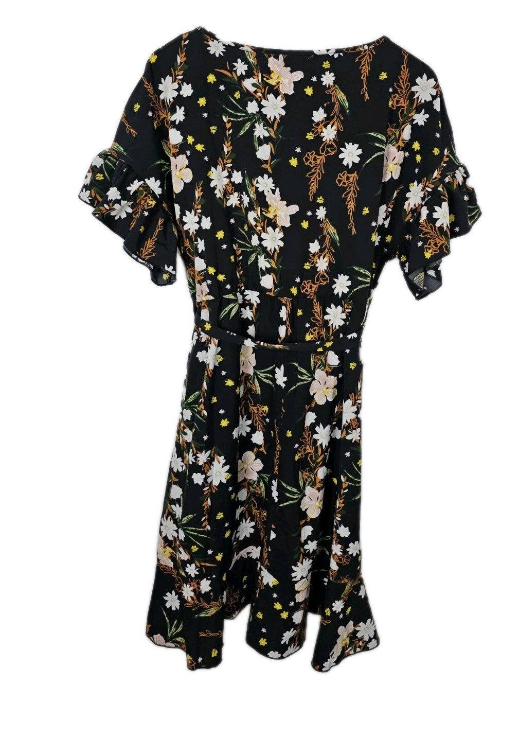 EK8627 Damen Kleid von SheIn, schwarz mit Blumenmuster, Gr.2XL3