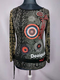EK3206 Damen Langarmshirt von Desigual, schwarz mit Muster, Gr.L0