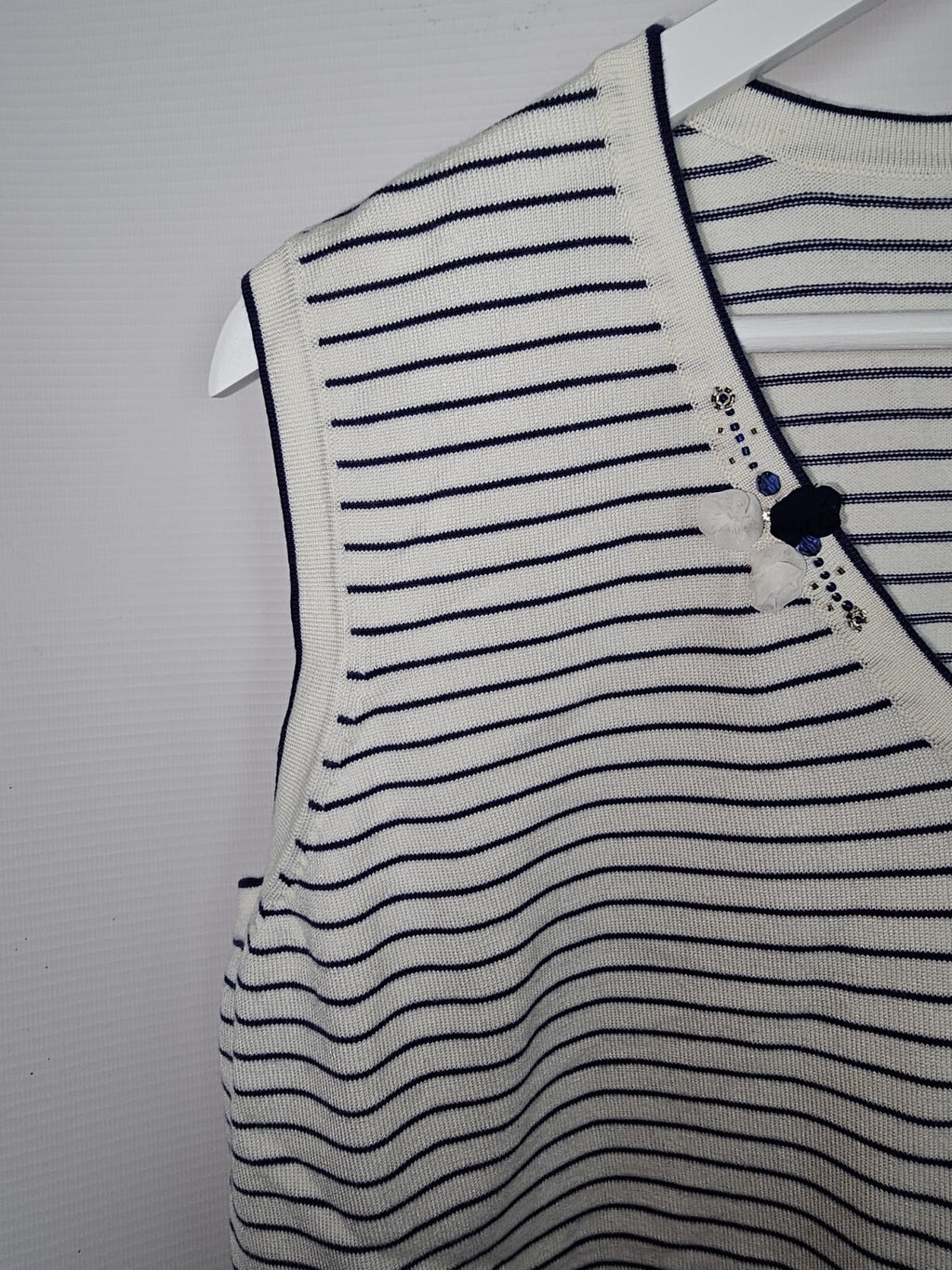 EK6715 Damen Top von Himmelblau, Weiß/Blau, Gr.481