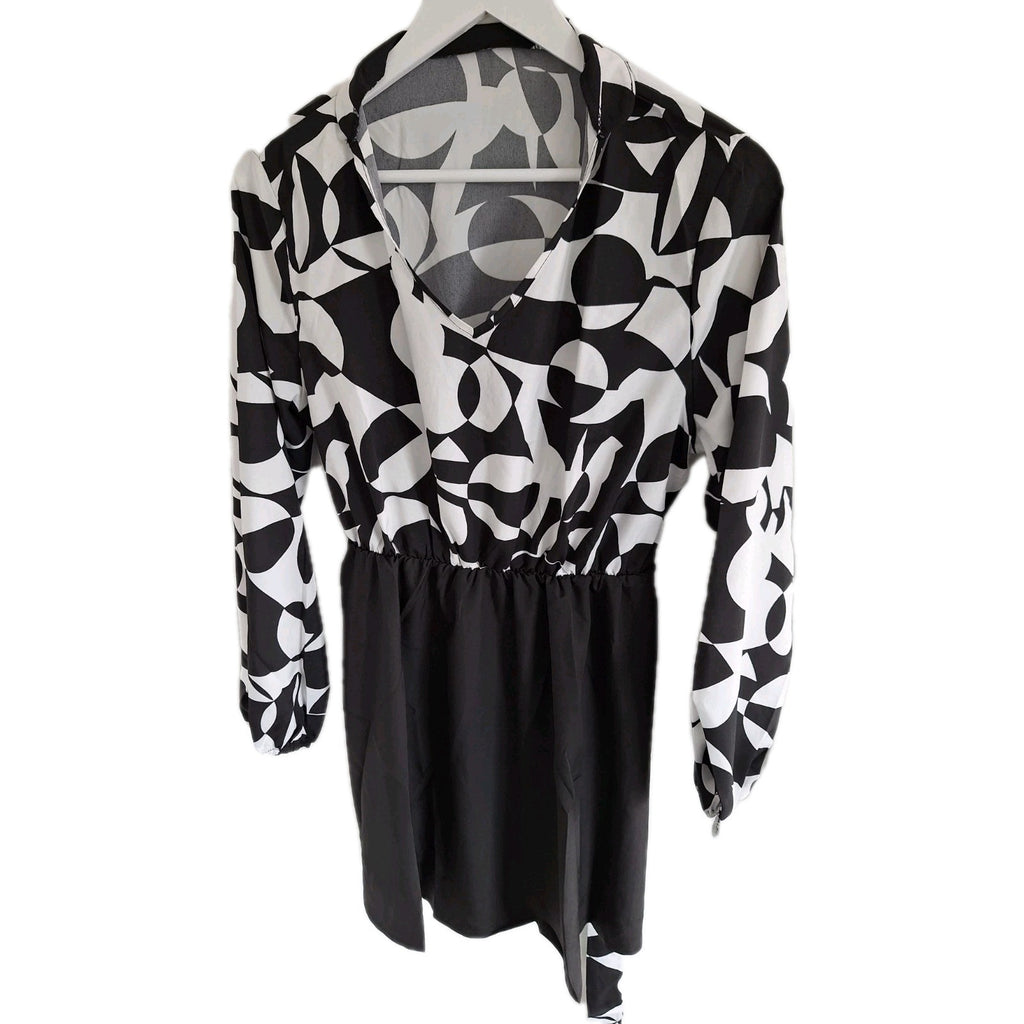 EK8691 Damen Kleid Gr.M, Schwarz-weiß0