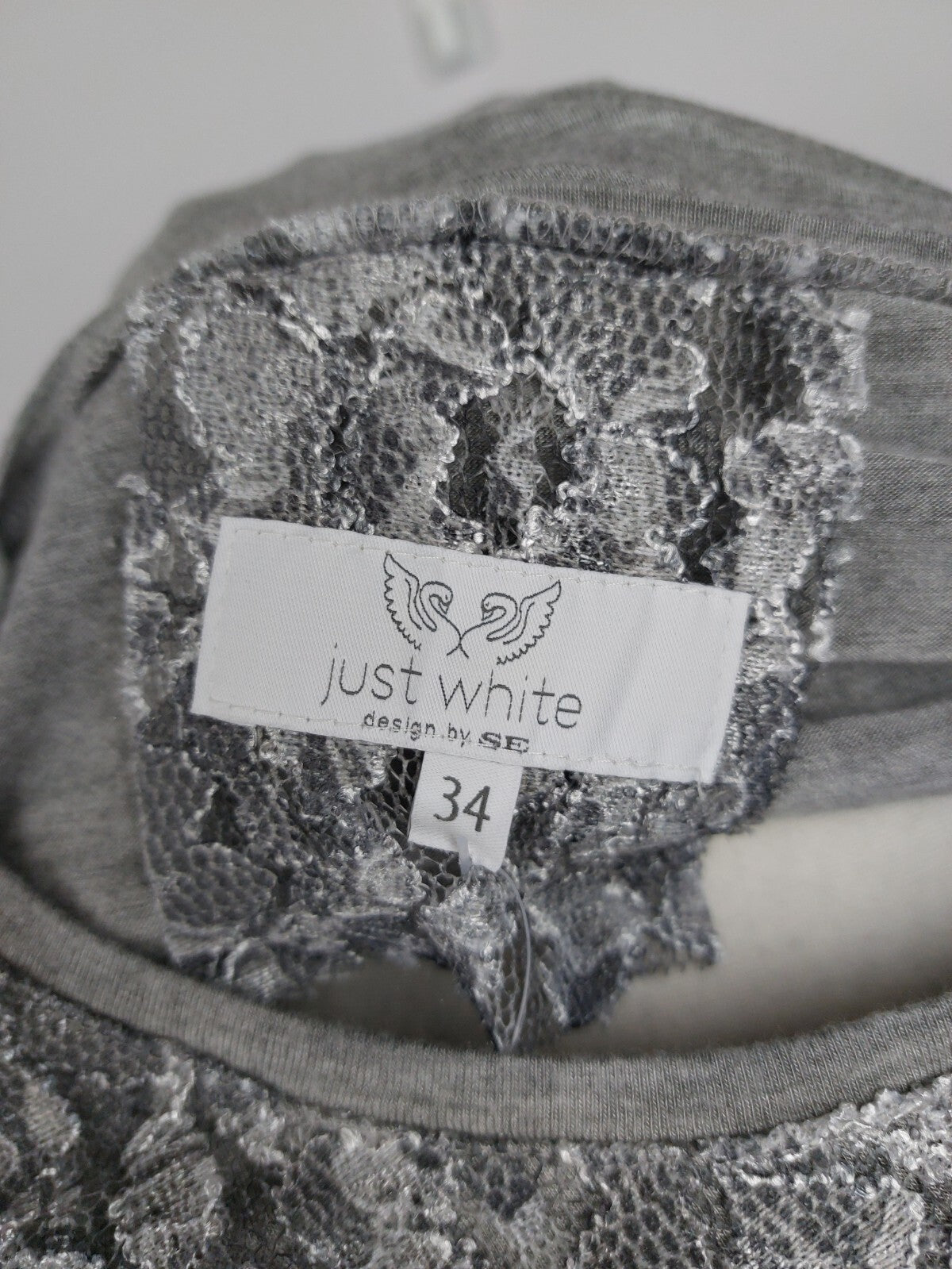 EK0325 Damen Langarmshirt von just white, grau, Gr. 346