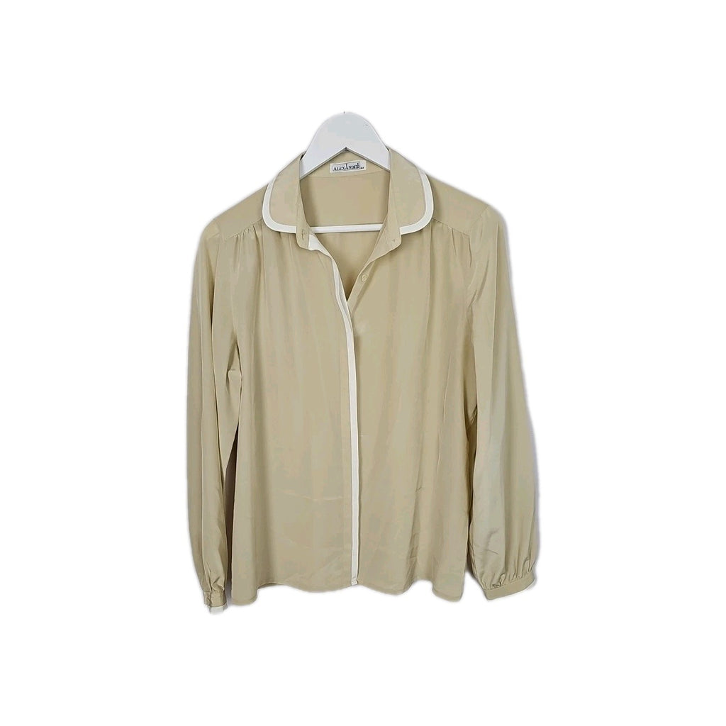 EK6520 Damen Bluse Alexander Gr.44 Beige Brustumfang 53cm Länge 67cm0